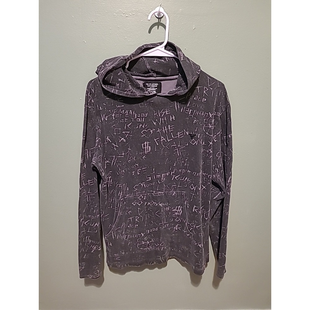 Vintage Fallen Skate Hoodie Large (Special Edition) Rare Black With Text Print M